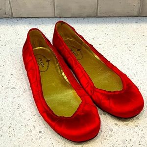 Prada Red Satin Flats